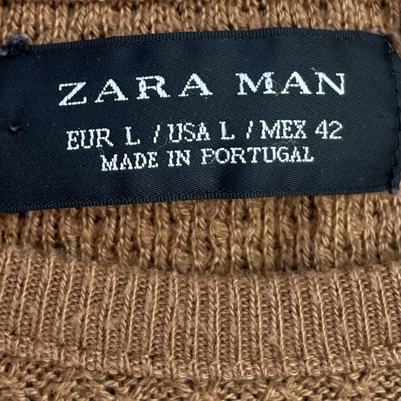 Brown Textured Zara Long Sleeve Shirt (L) - Picture 6 of 6